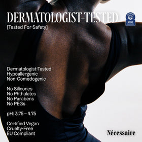 Nécessaire The Body Serum packaging box presents clean, premium branding.