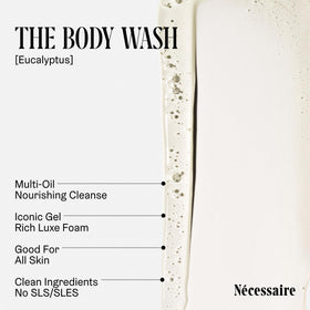 Nécessaire body wash travel-size with Niacinamide nourishes skin during daily showers.