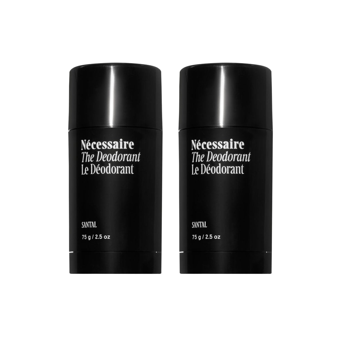 Nécessaire Deodorant Santal bottle front shows aluminum-free daily wear.
