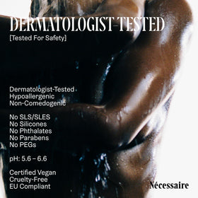 Nécessaire Olibanum directions show applying, massaging, and rinsing for foam.