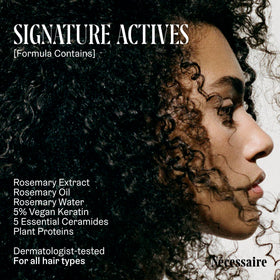 Nécessaire Rosemary Leave-In Mask ingredients highlight rosemary extract benefits.