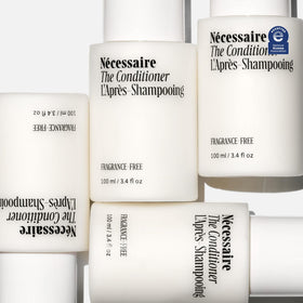 Nécessaire The Conditioner Mini hyaluronic acid focus emphasizes scalp hydration.