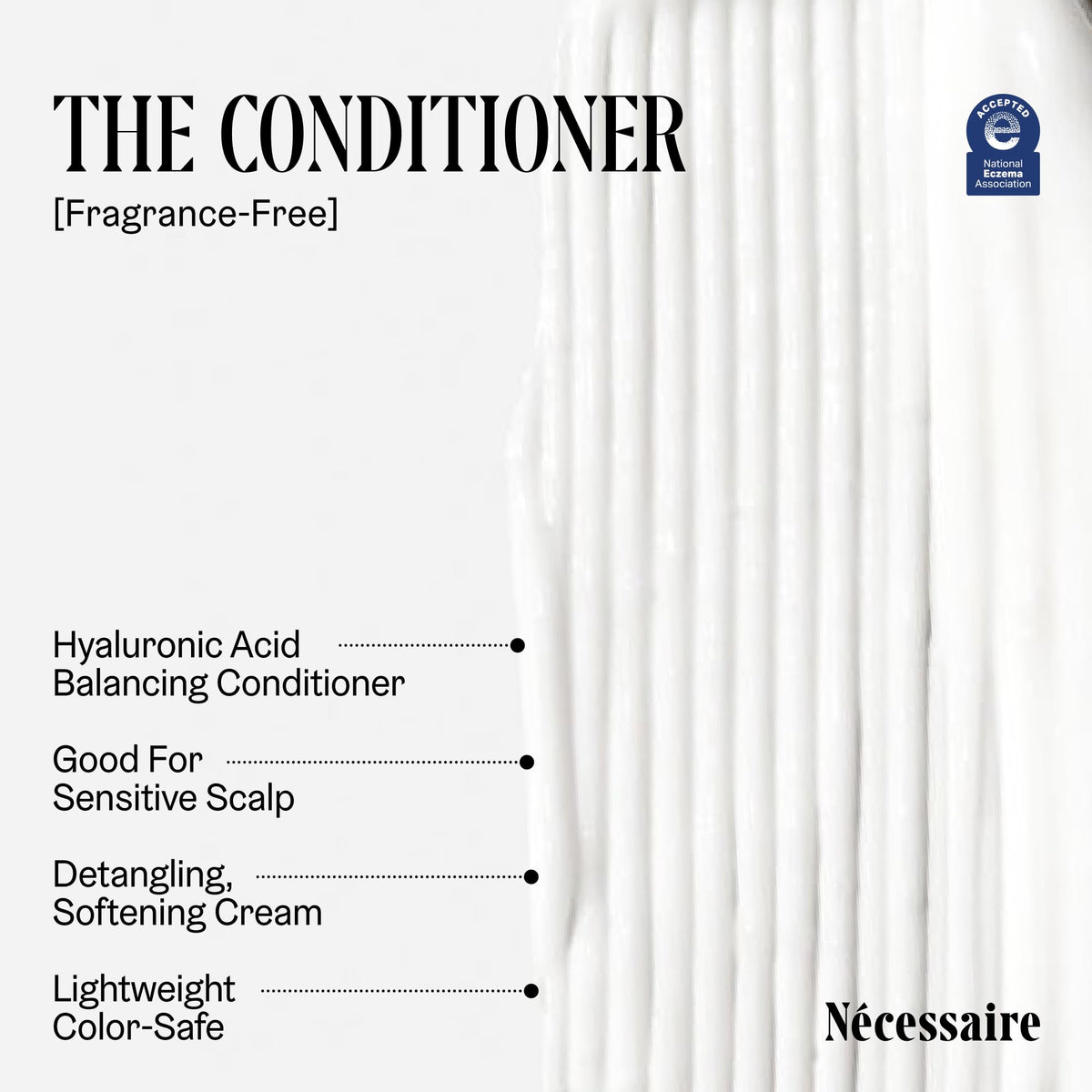 Nécessaire The Conditioner Mini vitamin B3/B5 close-up underscores nourishing vitamins.