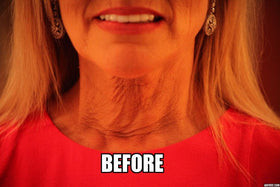 NeckTITE Magic neck strip being applied behind the ear for a lifted look.