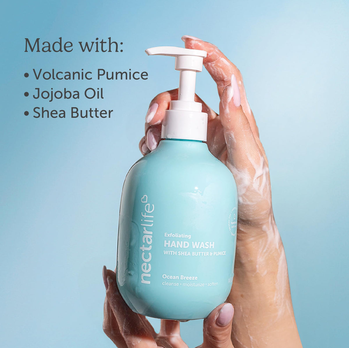 Nectar Life Hand Wash being used on palms for daily softness