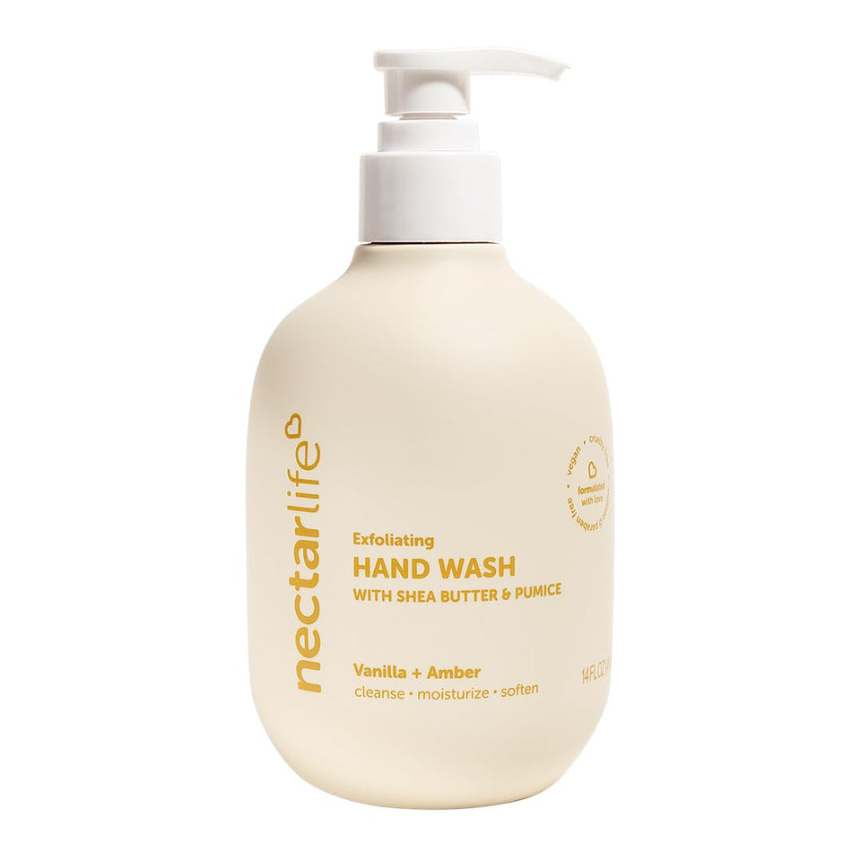 Nectar Life hand wash with volcanic pumice for gentle exfoliation and smoother skin.
