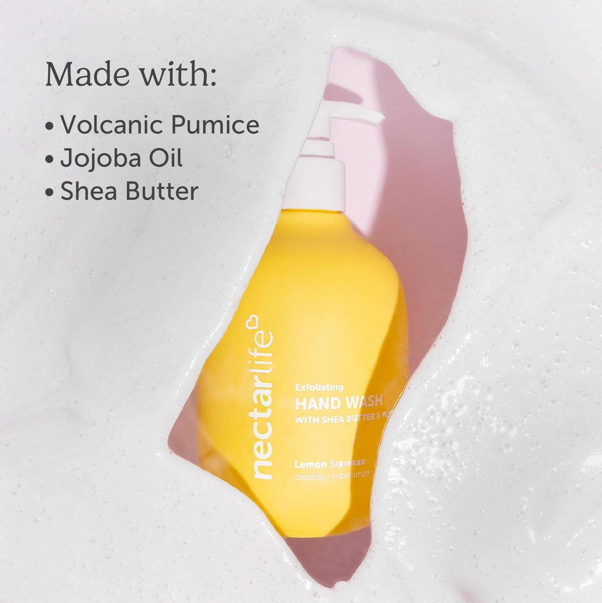 Nectar Life lemon scent hand wash foam releasing bright citrus aroma