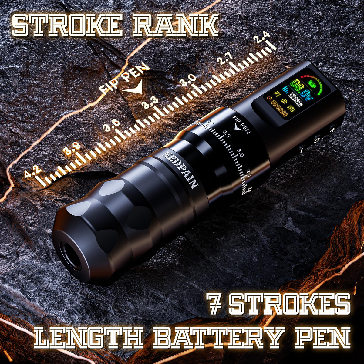 NEDPAIN Pro 1800mAh battery icon showing long-lasting cordless power for all-day sessions