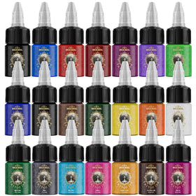Neebol 21 colors tattoo ink bottles front view for vibrant outlining options