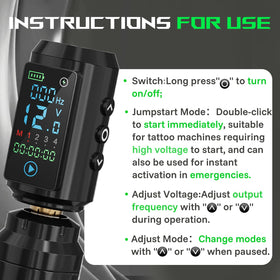 Neebol in-use cordless power during a tattoo session