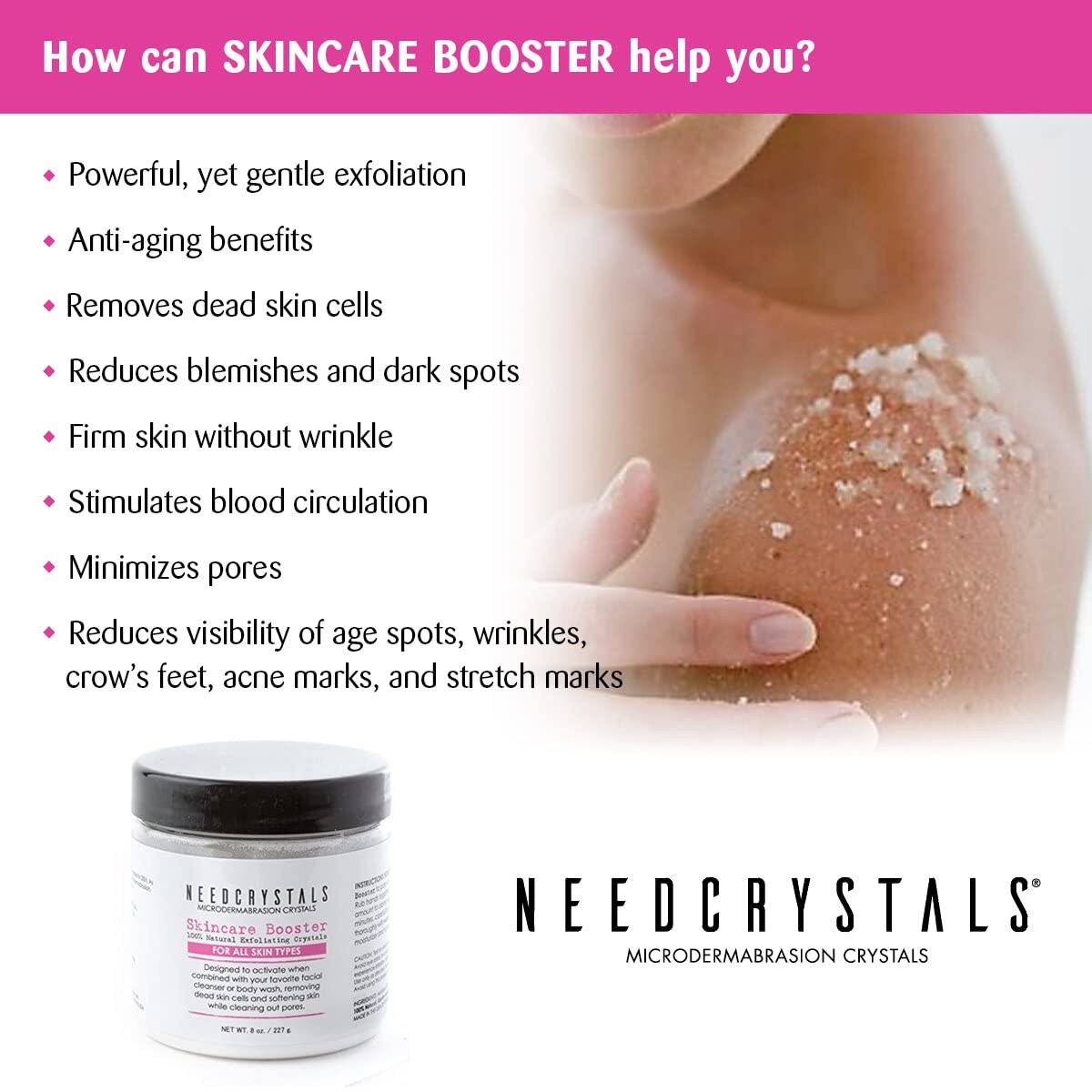 NeedCrystals packaging and jar highlight premium at-home skincare routine