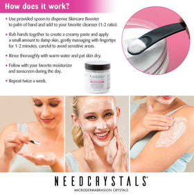 NeedCrystals microdermabrasion crystals on skin reduce visible pores and uneven tone
