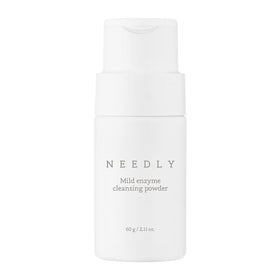 Needly Mild Enzyme Cleansing Powder bottle and pour action for daily cleansing