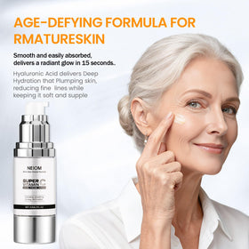NEIOM serum drop dispenses evenly, suggesting smooth application.