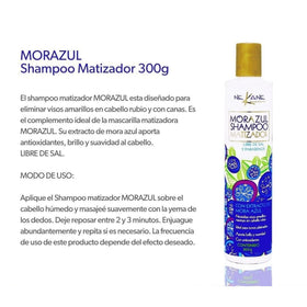 Nekane Mora Azul Toning shampoo swirl demonstrates blue tint for cooler ash and silver tones