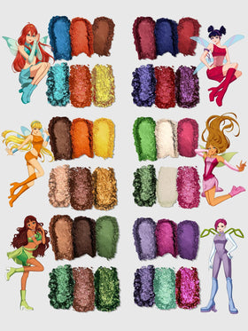 Nekoyanin Winx Bloom palette held in hand showing shimmer shades.