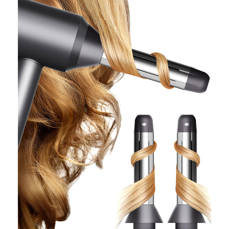 Nekuma automatic curling attachments on a Dyson dryer enabling dual-direction curling.