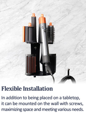 Nekuma wall-mount bracket enables space-saving storage in bath or vanity.