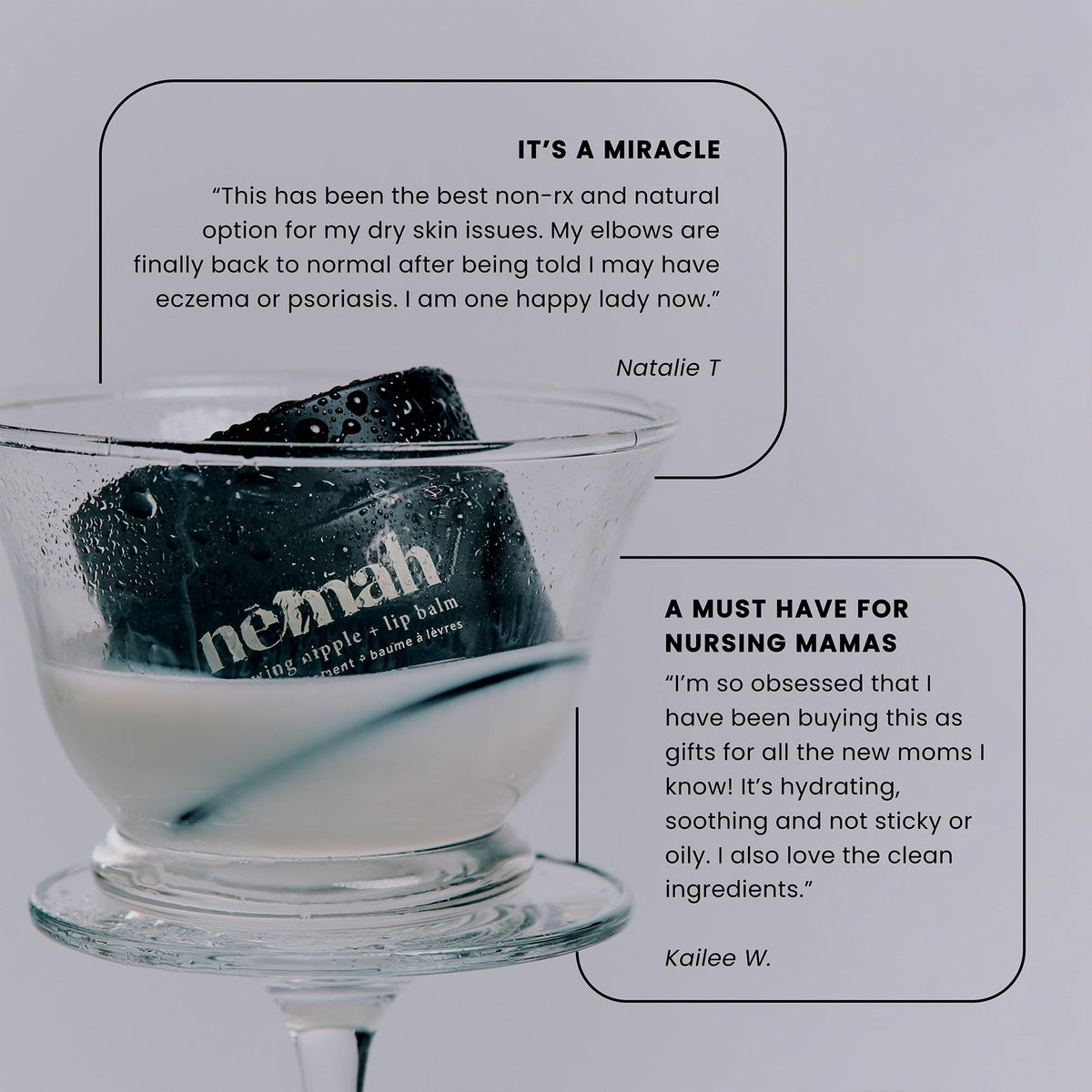 Nemah Nipple Cream packaging closeup shows minimal fragrance-free formula