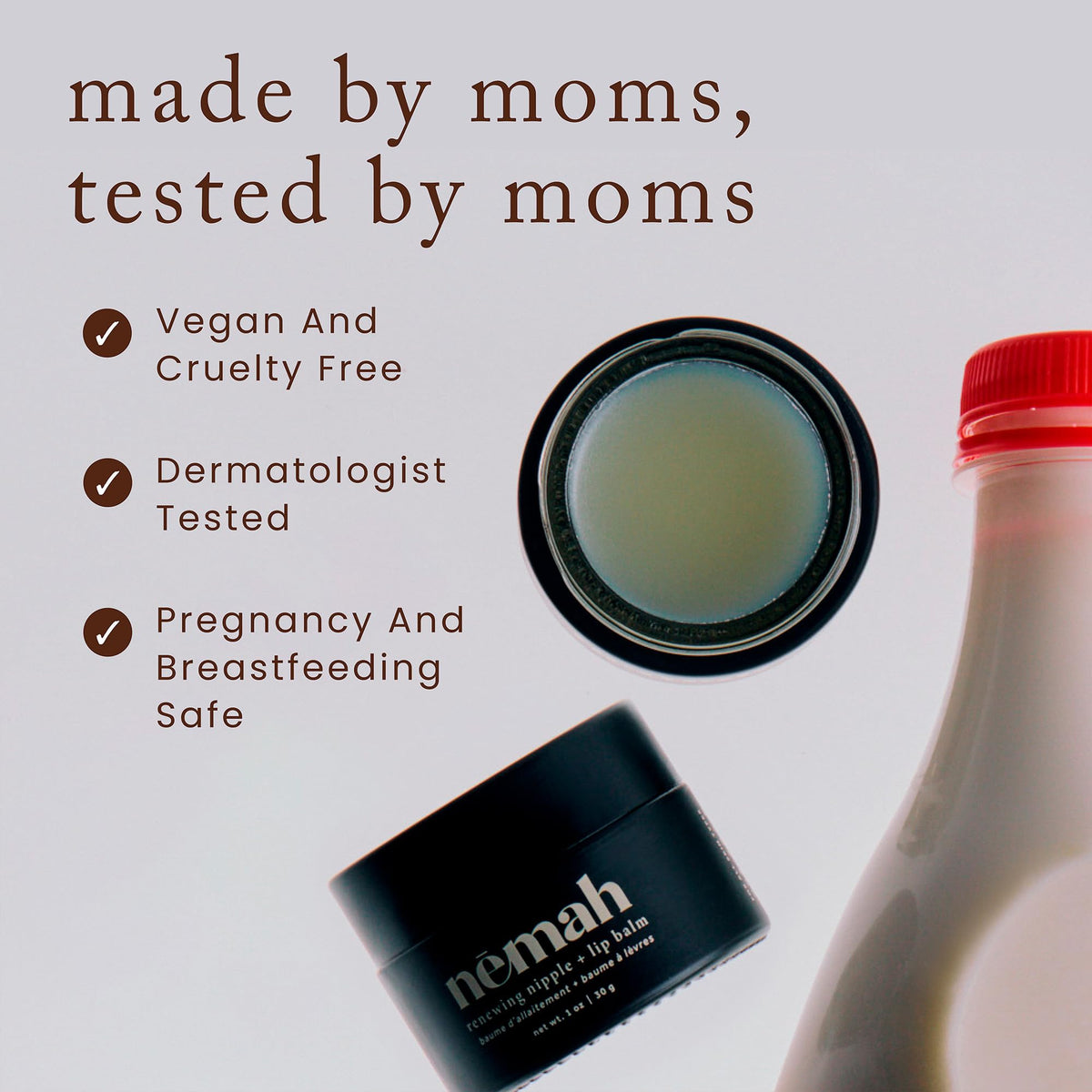 Nemah Nipple Cream travel-friendly 1 oz jar in diaper bag