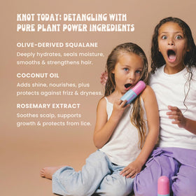 Nemah Squalane Slip Detangler demonstrates knot-free styling with less tugging.