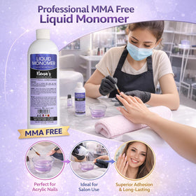 Nena's Liquid Monomer creamy texture closeup suggesting easy blending and controlled application.
