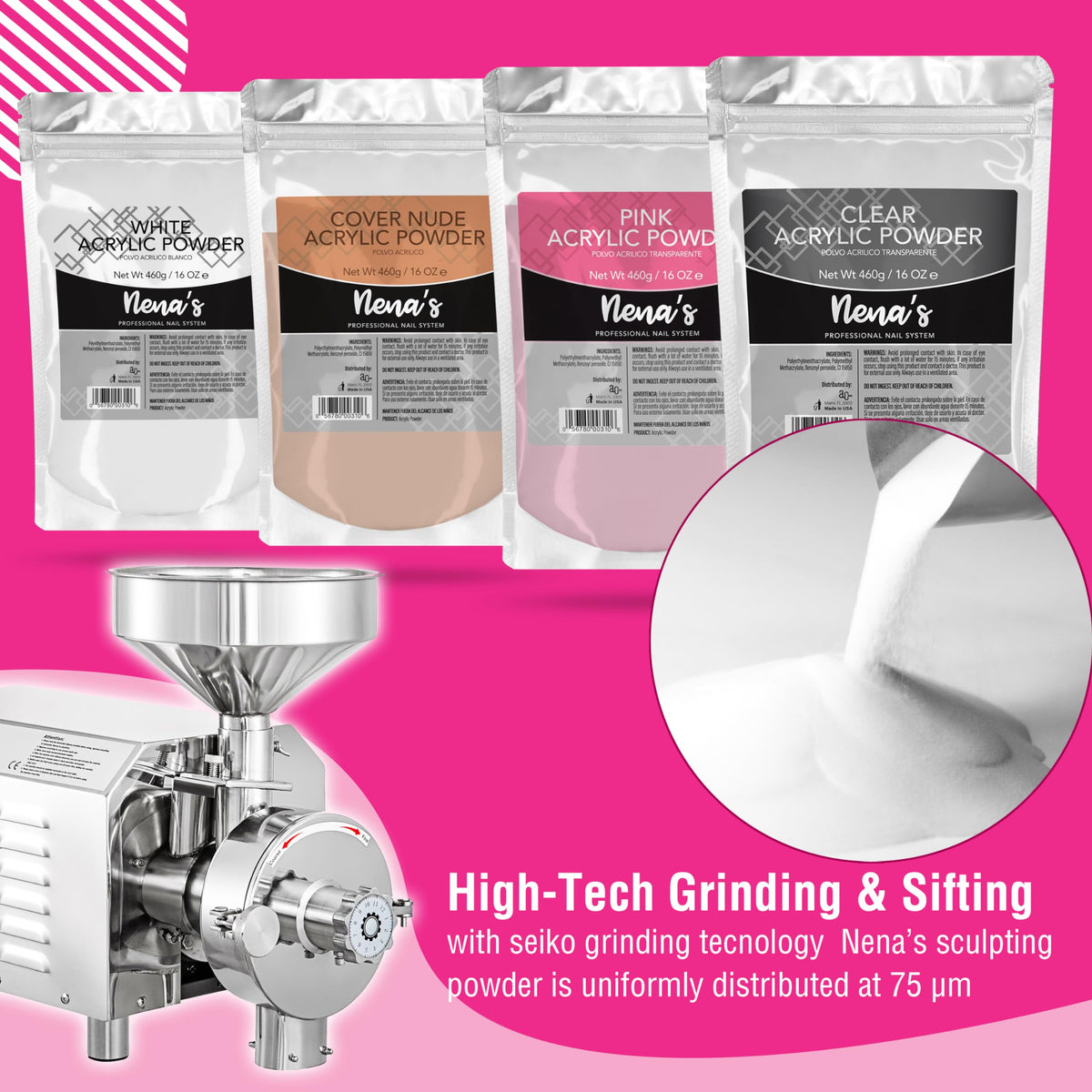 Nena's Superior Sculpting Powder can be mixed with pigments for custom looks.