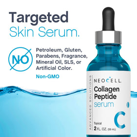 NeoCell Collagen Peptides Serum in hand demonstrates easy 1-2 drop application.