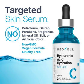 NeoCell Hyaluronic Acid Hydration Serum in the morning routine for gentle hydration.