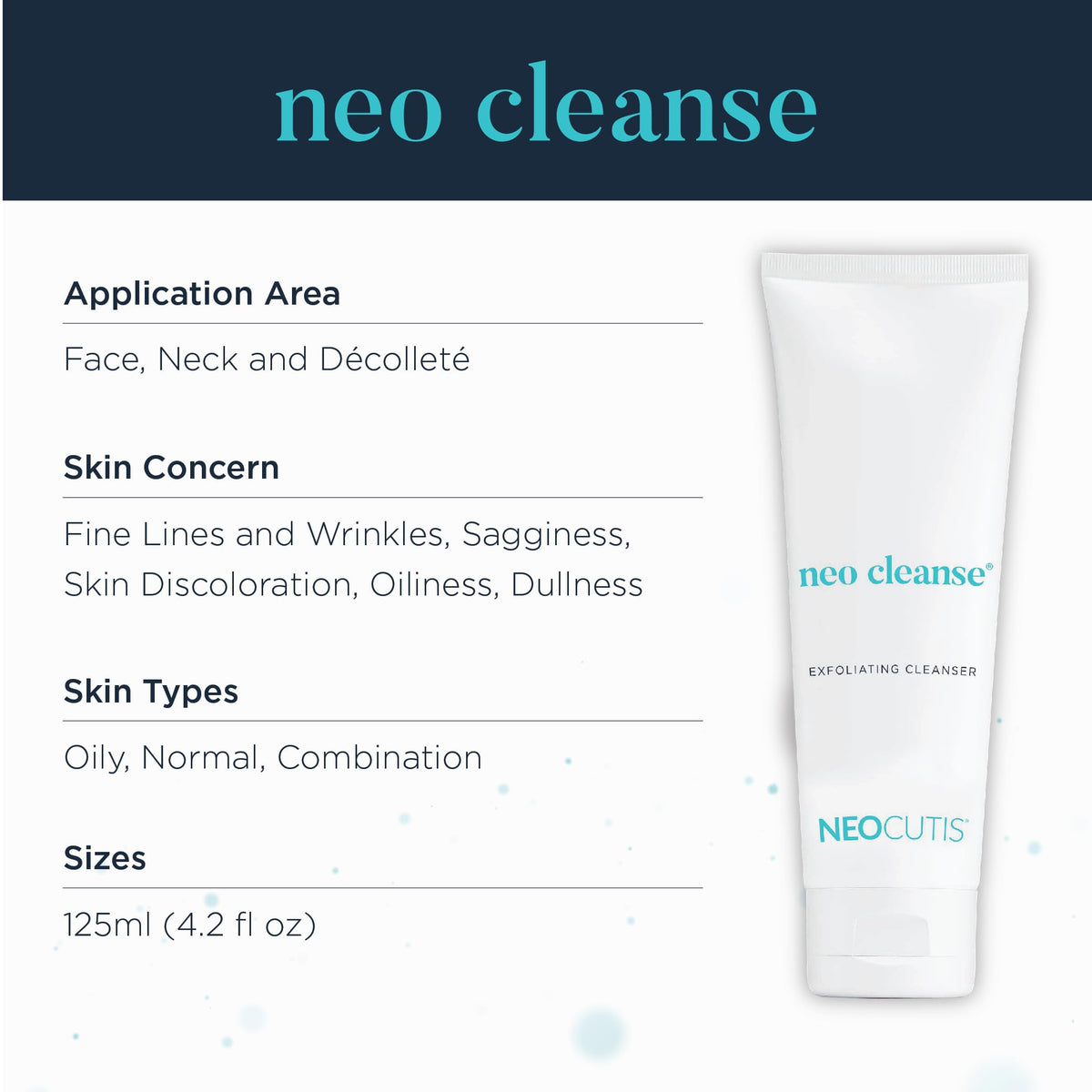NEOCUTIS Neo Cleanse ingredient list highlighting glycolic acid benefits.