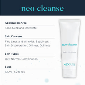 NEOCUTIS Neo Cleanse ingredient list highlighting glycolic acid benefits.