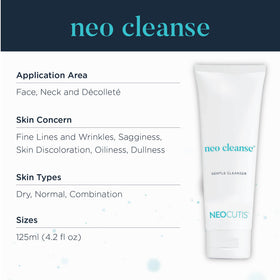 NEOCUTIS Neo Cleanse fragrance-free label close-up, dermatologist-tested gentle formula.