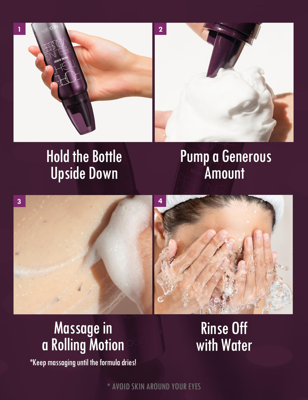 NEOGEN Code9 Pore Tight Peeling Mousse massage action promoting cleaner pores.
