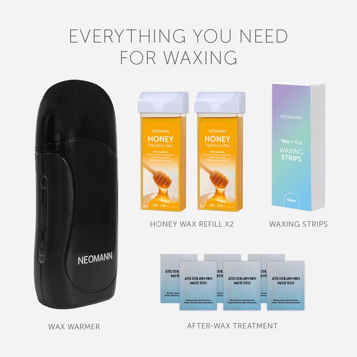 NEOMANN natural honey wax cartridge ready for smooth hair removal.