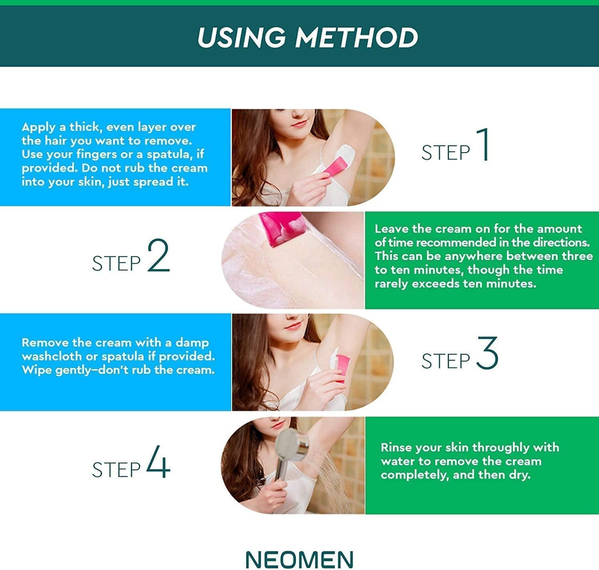 NEOMEN hair removal cream arms for fast, gentle body hair removal
