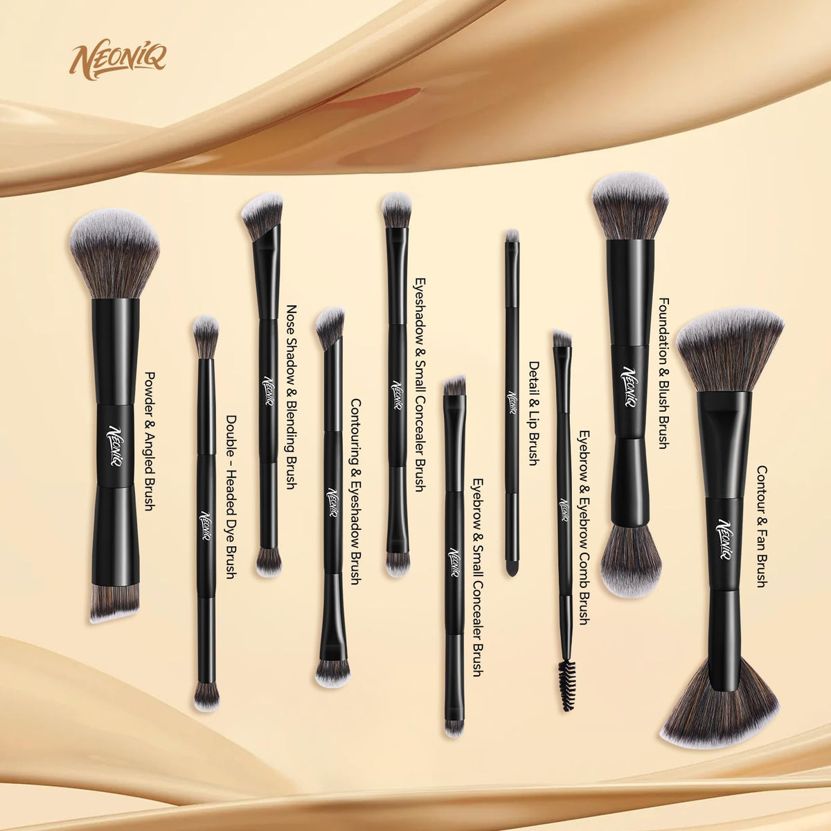 NEONIQ eye brushes seven-piece kit for precise eye makeup