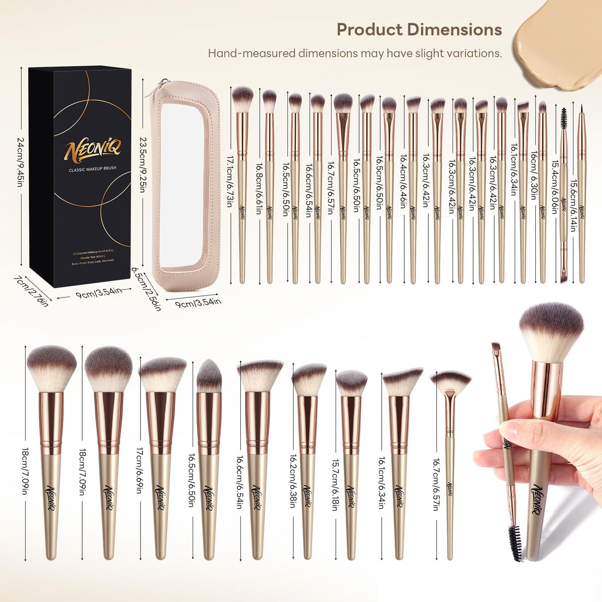 NEONIQ eyeshadow brushes support seamless lid shading