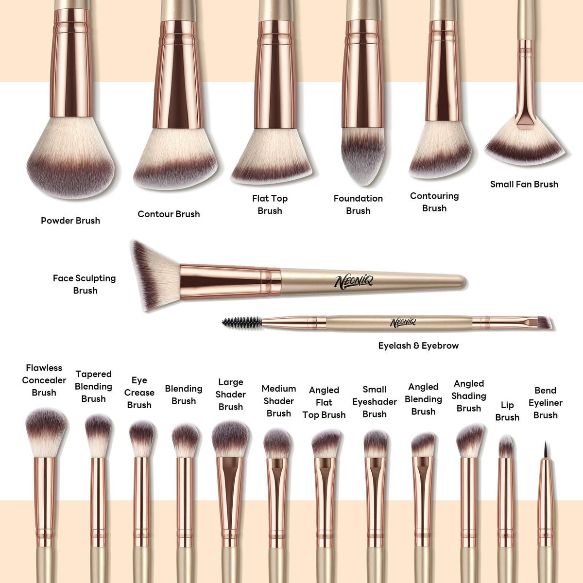 NEONIQ foundation brush with dense bristles delivers smooth, even coverage for a flawless base
