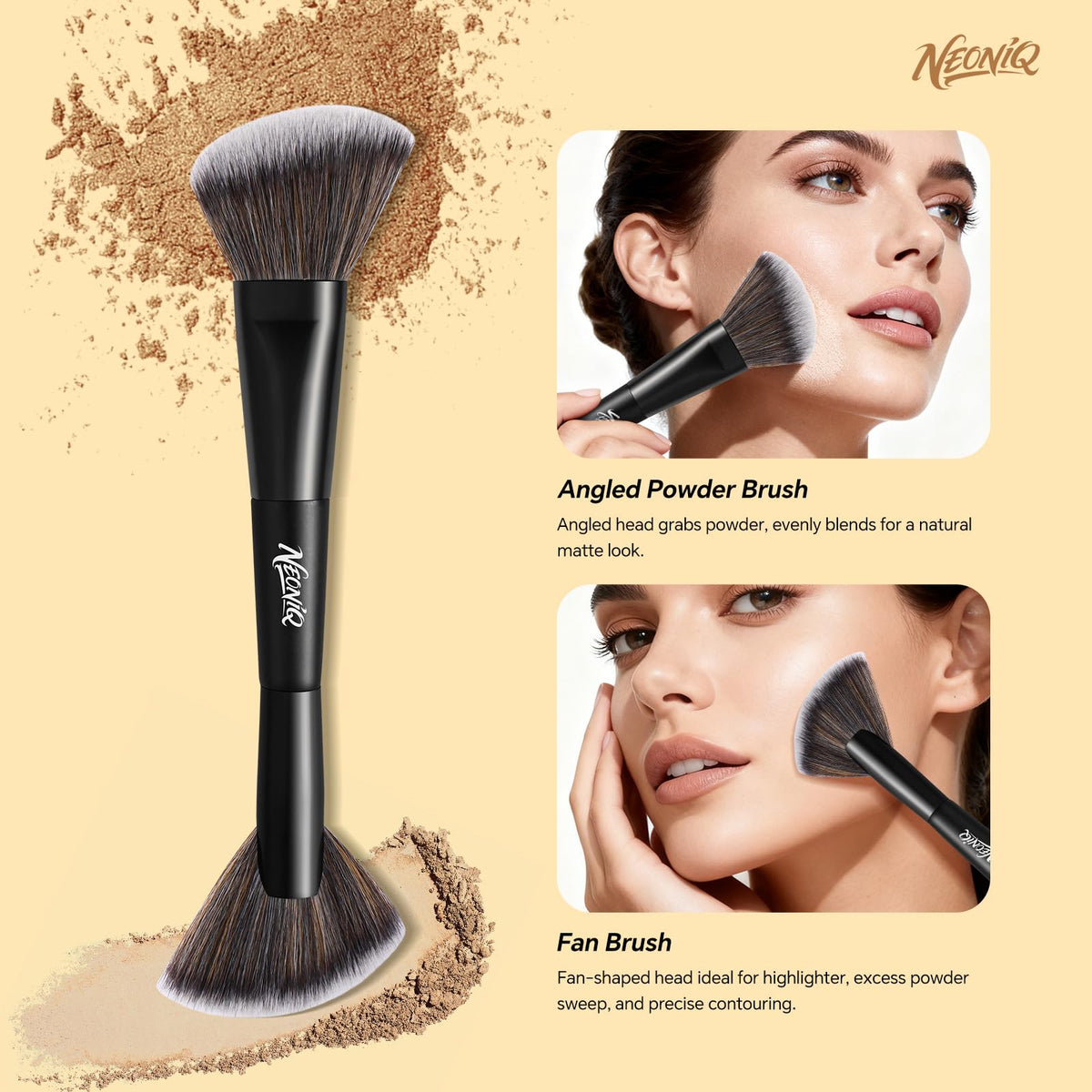 NEONIQ soft synthetic bristles provide gentle, streak-free blending