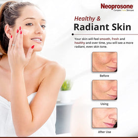 Neoprosone Brightening Body Lotion applying scene indicates nightly use on clean skin.