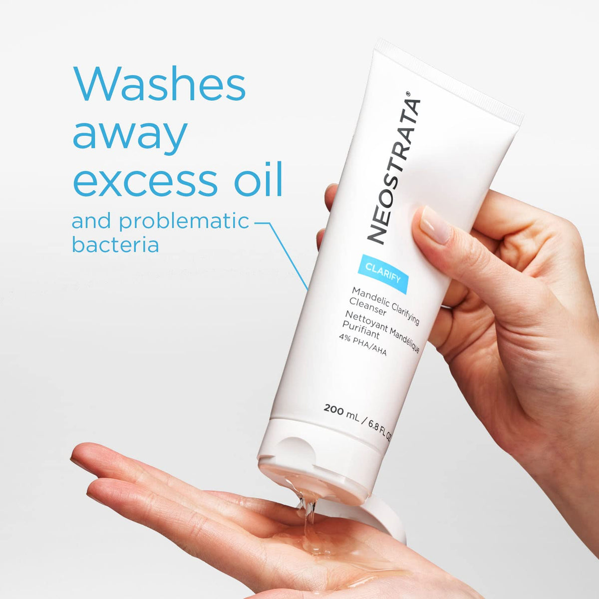 Texture close-up of NEOSTRATA Mandelic Clarifying Cleanser showing gentle exfoliation