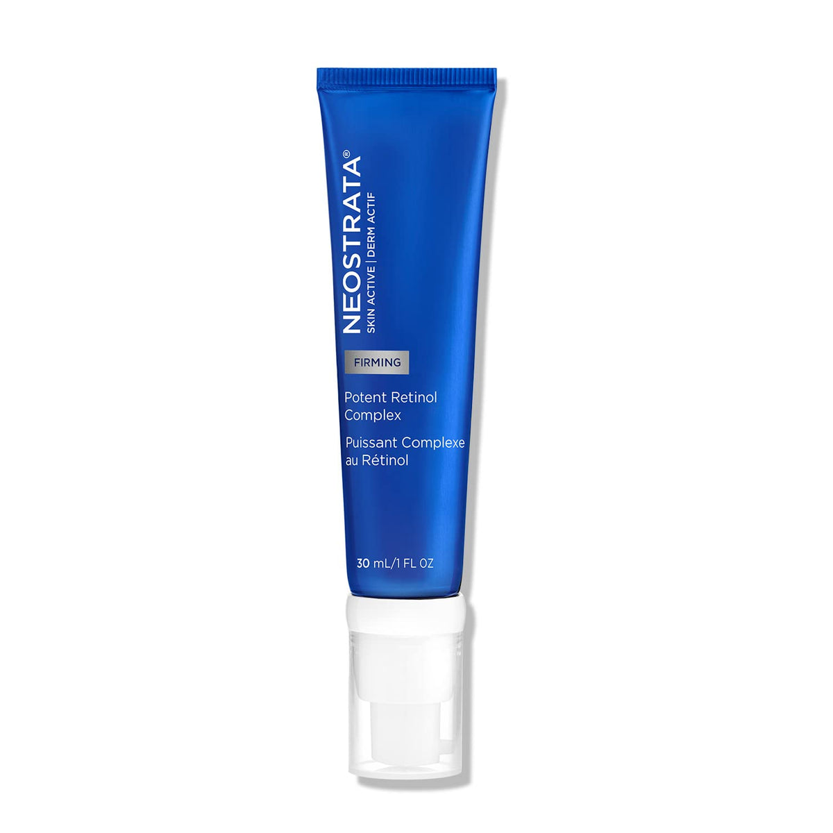 NEOSTRATA Potent Retinol Complex Night Serum bottle close-up highlights fragrance-free, hydrating formula.