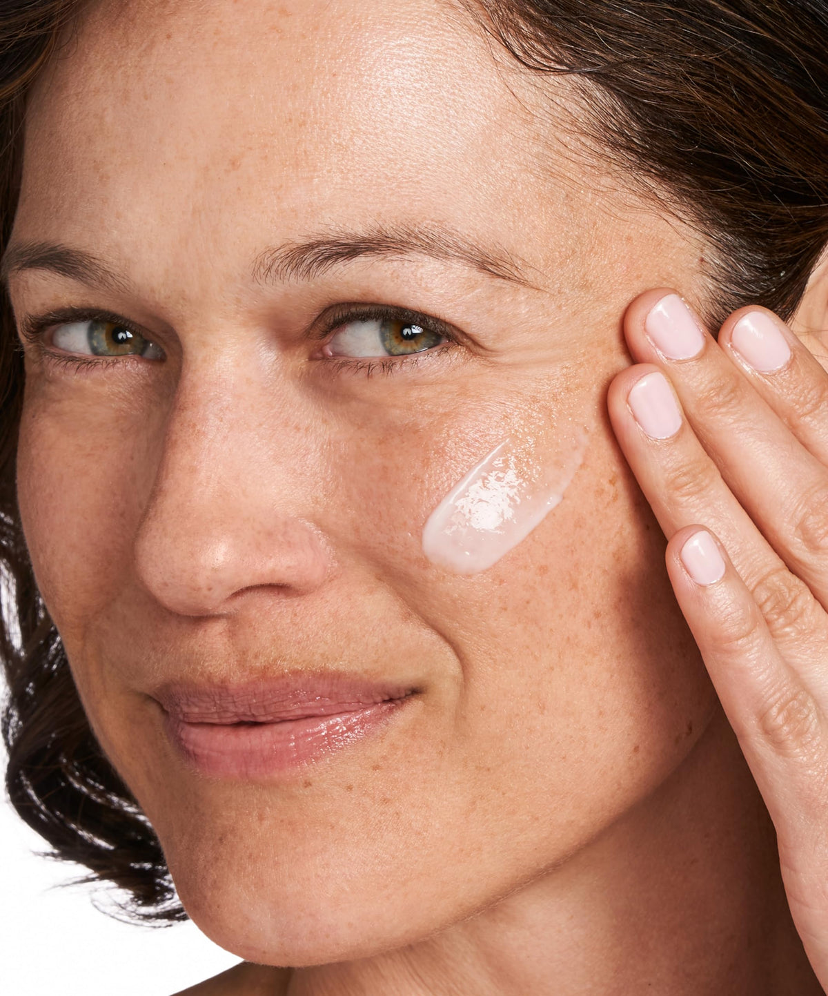 Creamy swirl on skin demonstrating hydrated, radiant texture
