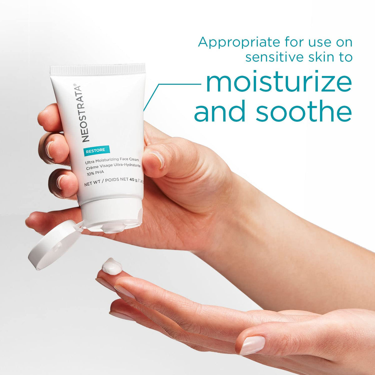 Label highlights 10% PHA and Vitamin E for gentle renewal in NEOSTRATA cream.