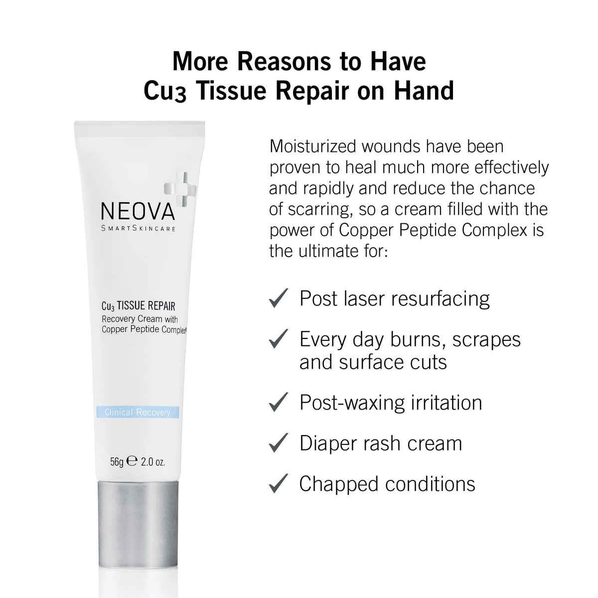 NEOVA Cu3 cream application scene on clean skin.