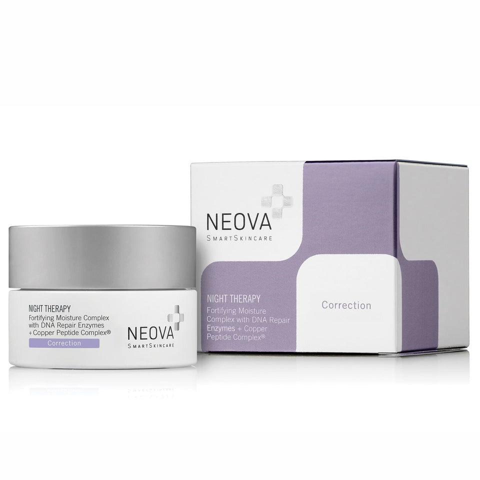 NEOVA Night Therapy Moisturizer bottle pour for deep overnight hydration and renewal