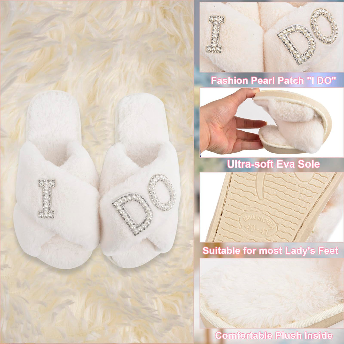 Nerien Bride makeup bag with pearl patch opens for travel makeup storage