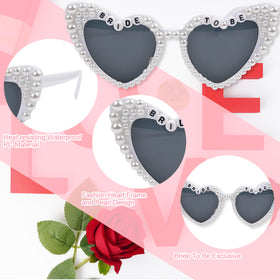 Nerien heart sunglasses for bride to be with crystal accents, ideal for photos