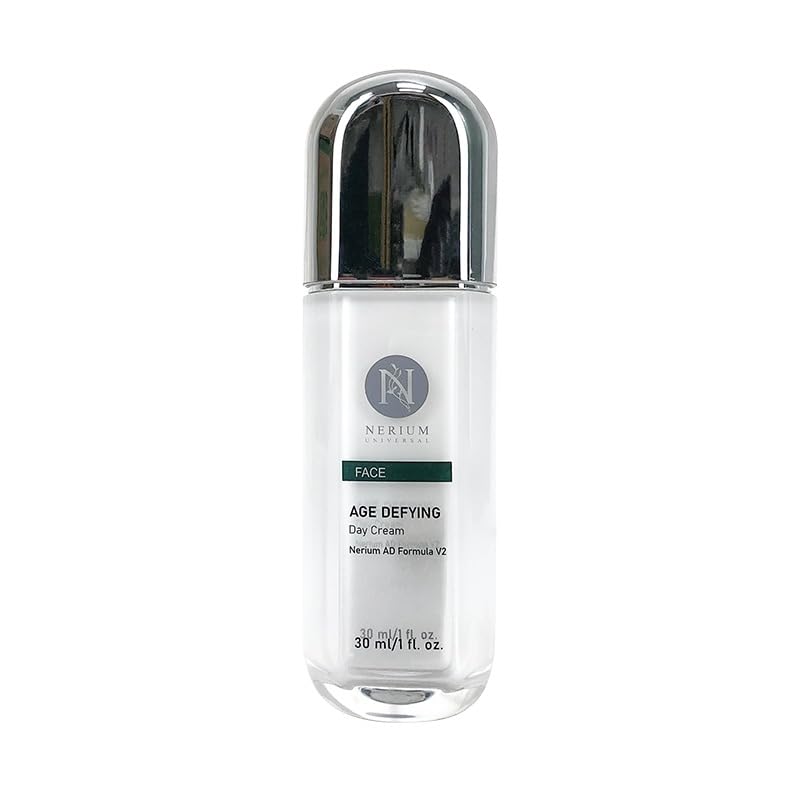 Nerium Universal Day Face Cream jar close-up highlighting nourishing oils for soft, moisturized skin.