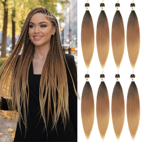 Nescorner pre-stretched braiding hair 24in pack8 front view, lightweight and easy to braid.